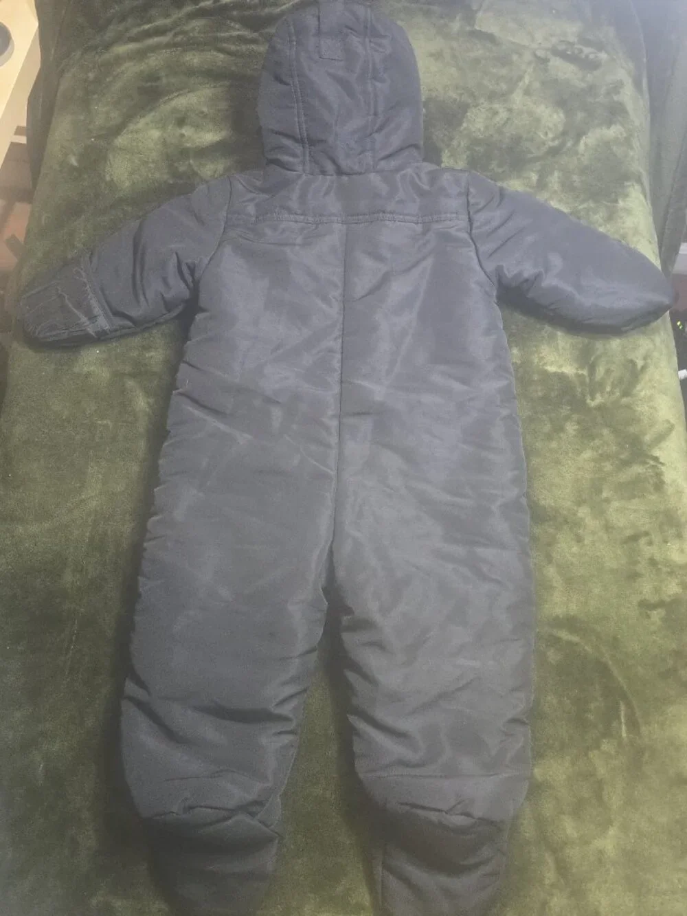 Rothschild 1881 Expedition Baby Pram Snowsuit 12M Black Faux Fur Hood Footed